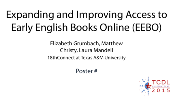(PDF) Expanding and Improving Access to Early English Books Online (EEBO)