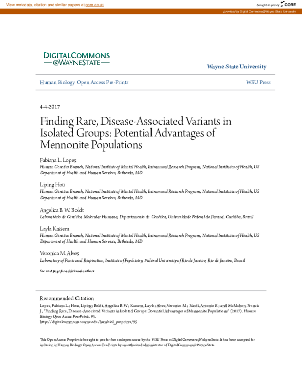 (PDF) Finding Rare, Disease-Associated Variants in Isolated Groups ...