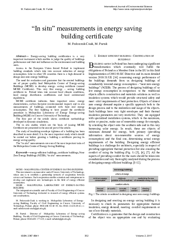 (PDF) Furtak “ In situ ” measurements in energy saving building