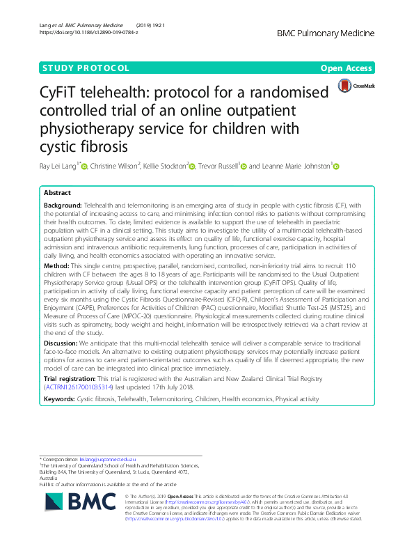 (PDF) CyFiT telehealth: protocol for a randomised controlled trial of ...