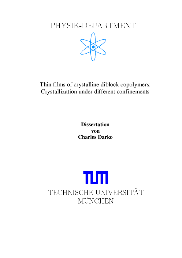 (PDF) Thin Films of Crystalline Diblock Copolymers: Crystallization ...