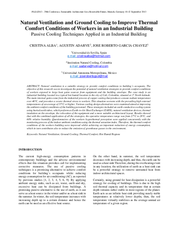 (PDF) Natural Ventilation and Ground Cooling to Improve Thermal Comfort ...