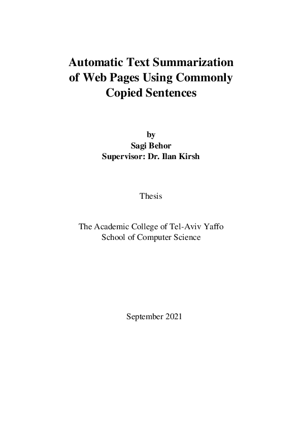 (PDF) Automatic Text Summarization Based on Commonly Copied Sentences