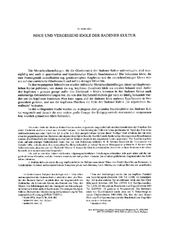 (PDF) Neue und vergessene Idole der Badener Kultur | Bondár Mária ...