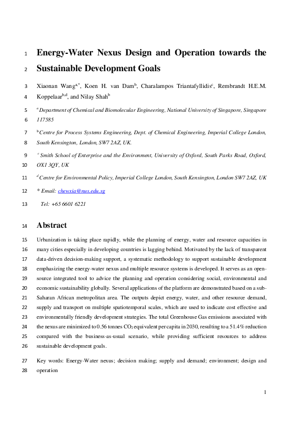 (PDF) Energywater nexus design and operation towards the sustainable