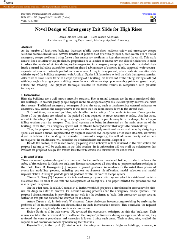 (PDF) Novel Design of Emergency Exit Slide for High Rises
