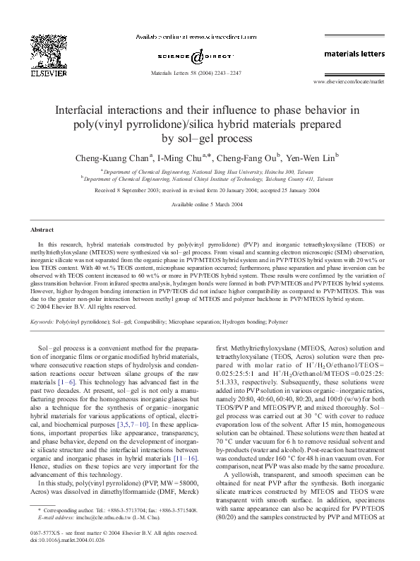 (PDF) Interfacial interactions and their influence to phase behavior in ...