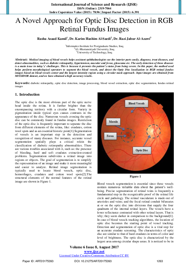 (PDF) A Novel Approach for Optic Disc Detection in RGB Retinal Fundus ...