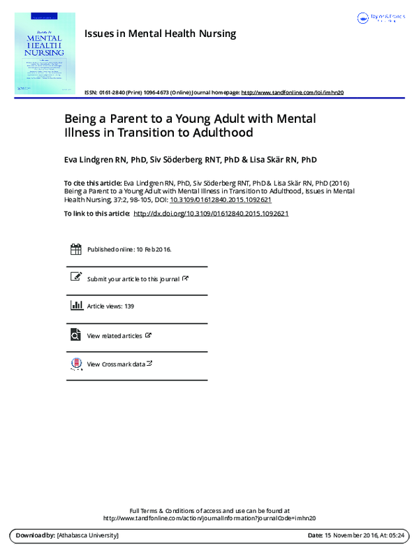 (PDF) Being a Parent to a Young Adult with Mental Illness in Transition ...