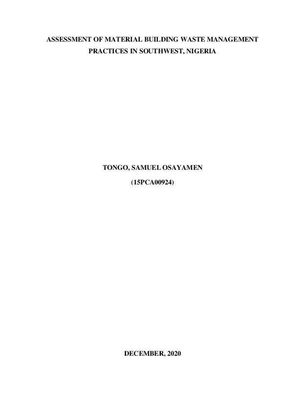 (PDF) Assessment of Material Building Waste Management Practices in ...