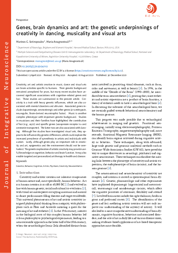 (PDF) Genes, brain dynamics and art: the genetic underpinnings of ...