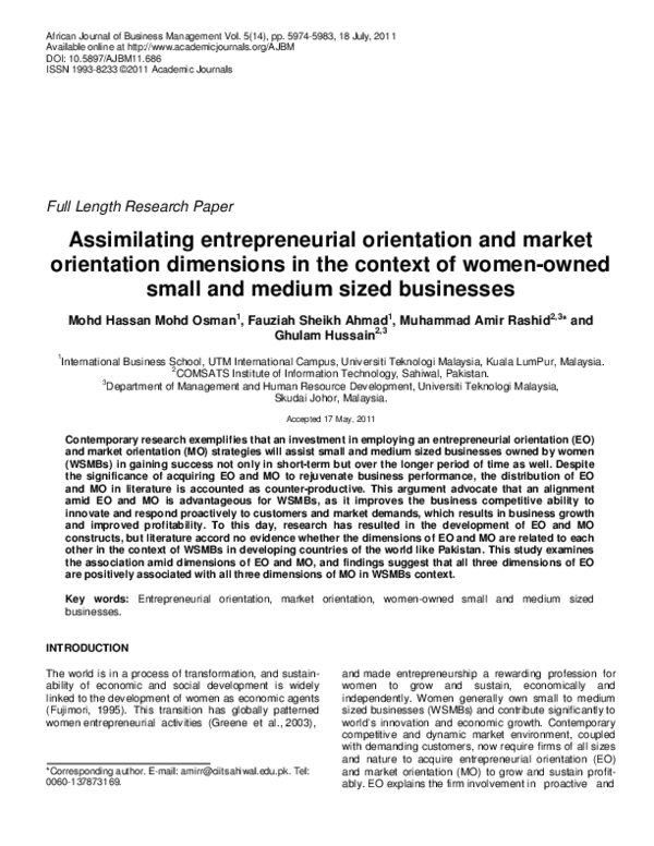 (PDF) Assimilating entrepreneurial orientation and market orientation ...