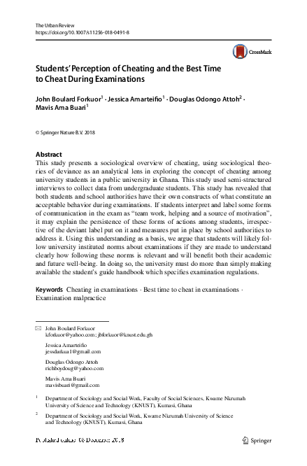 (PDF) Students’ Perception of Cheating and the Best Time to Cheat ...