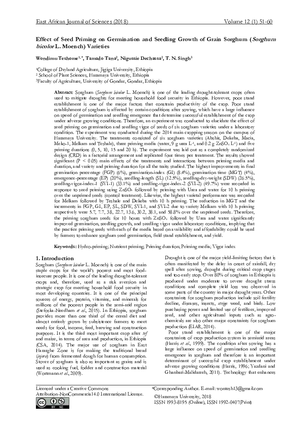 (PDF) Effect of seed priming on germination and seedling growth of ...