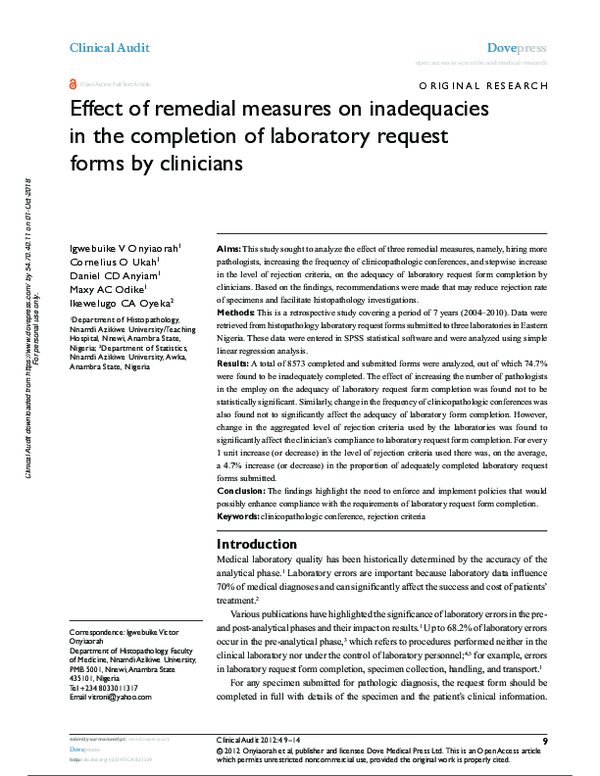 (PDF) Effect of remedial measures on inadequacies in the completion of ...