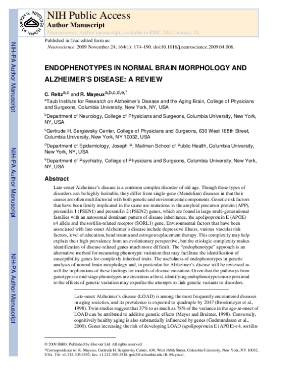 (PDF) Endophenotypes in normal brain morphology and Alzheimer's disease ...