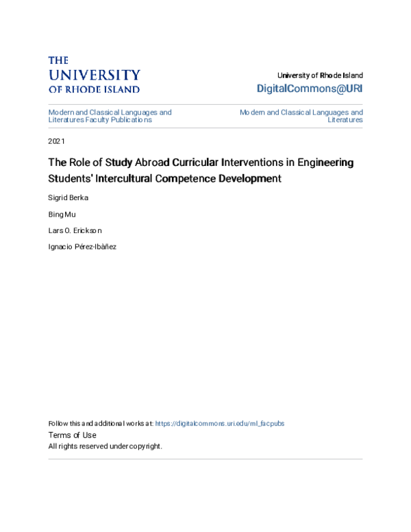 (PDF) The Role of Study Abroad Curricular Interventions in Engineering ...