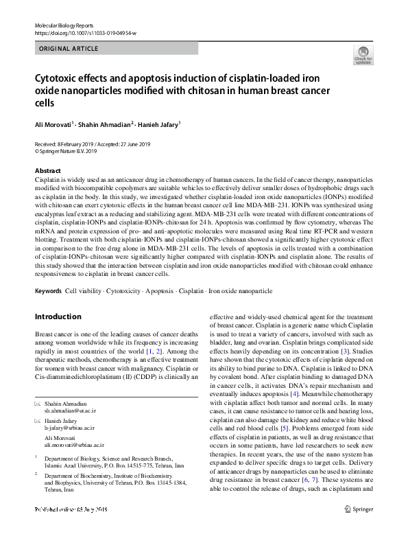 (PDF) Cytotoxic effects and apoptosis induction of cisplatin-loaded ...