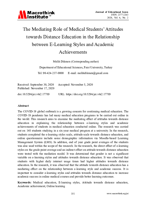 (PDF) The Mediating Role of Medical Students’ Attitudes towards ...