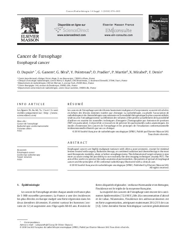 (PDF) Cancer de l’œsophage — free download