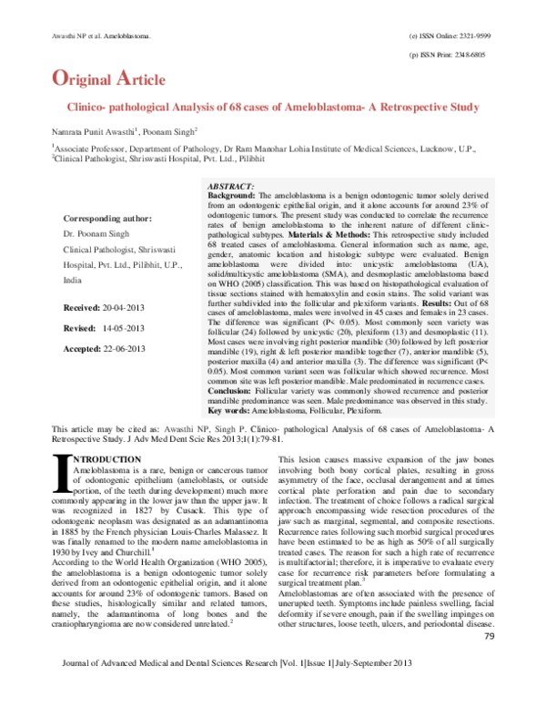 (PDF) O riginal A rticle Clinico-pathological Analysis of 68 cases of ...