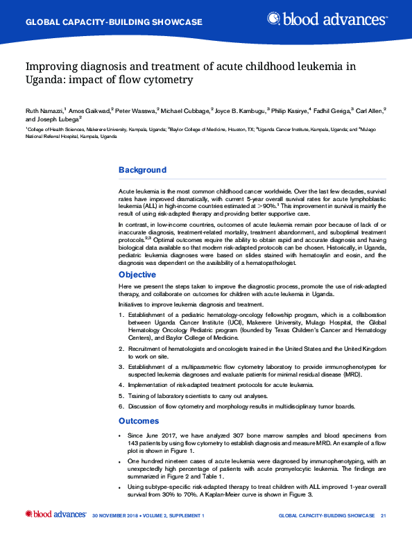 (PDF) Improving diagnosis and treatment of acute childhood leukemia in ...