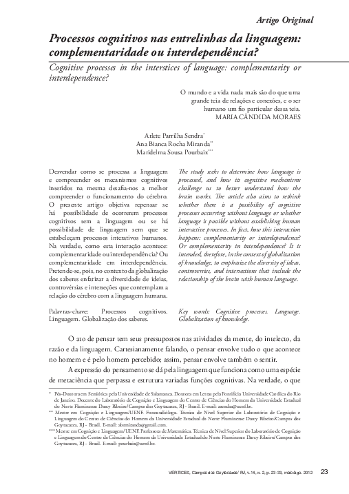 (PDF) Processos cognitivos nas entrelinhas da linguagem ...
