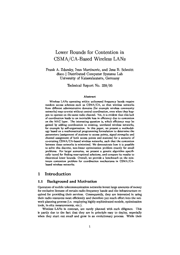 (PDF) Lower Bounds for Contention in CSMA/CA-based Wireless LANs