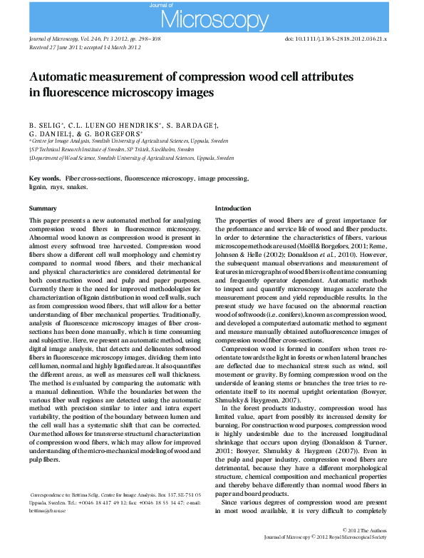 (PDF) Automatic measurement of compression wood cell attributes in ...