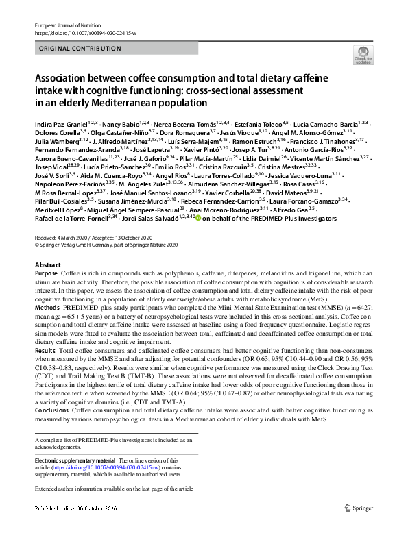 (PDF) Association between coffee consumption and total dietary caffeine ...