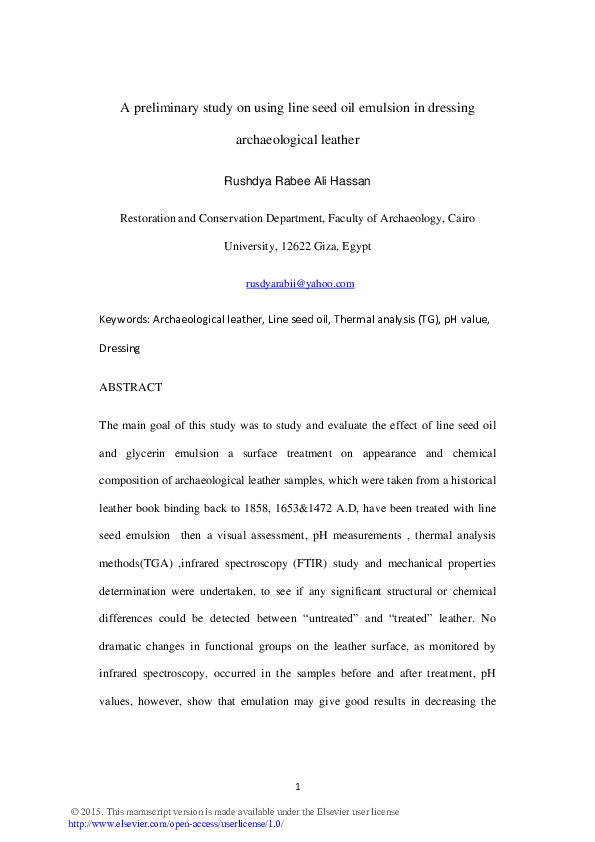 (PDF) A preliminary study on using linseed oil emulsion in dressing