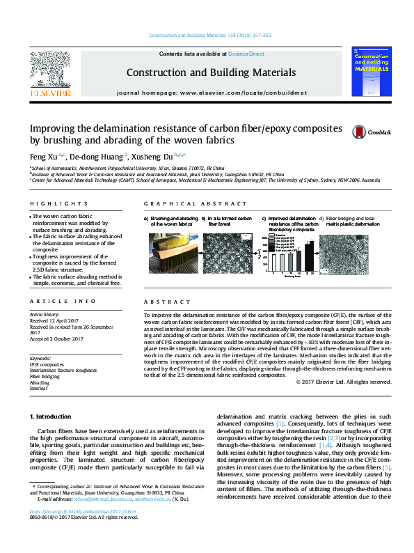 (PDF) Improving the delamination resistance of carbon fiber/epoxy