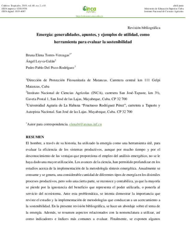 (PDF) Emergía: generalidades, apuntes, y ejemplos de utilidad, como ...