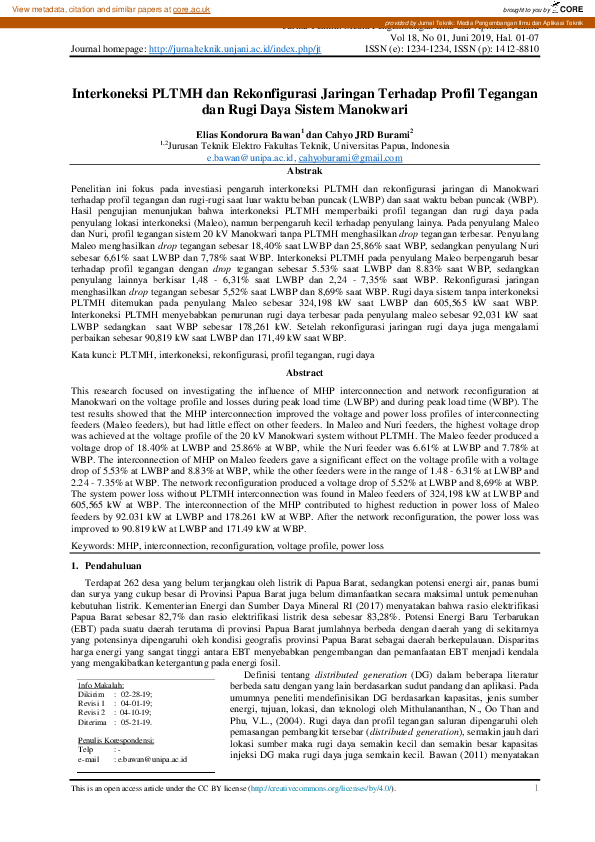 (PDF) Interkoneksi PLTMH dan Rekonfigurasi Jaringan Terhadap Profil ...