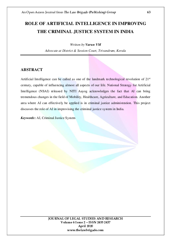 (PDF) The Role of Artificial Intelligence in Improving Criminal Justice ...
