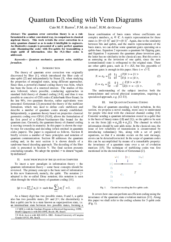 (PDF) Quantum Decoding with Venn Diagrams