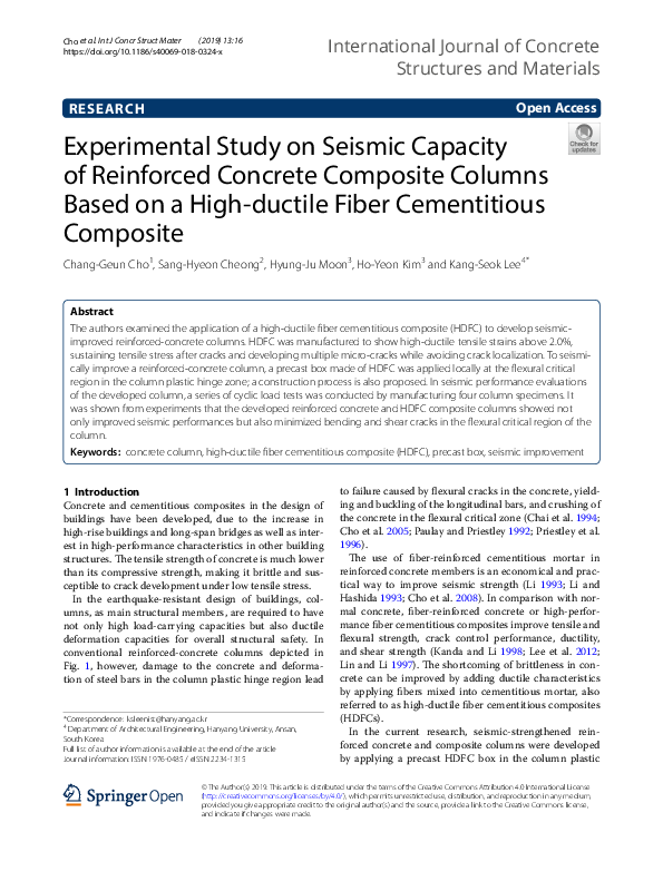 (PDF) Experimental Study on Seismic Capacity of Reinforced Concrete ...