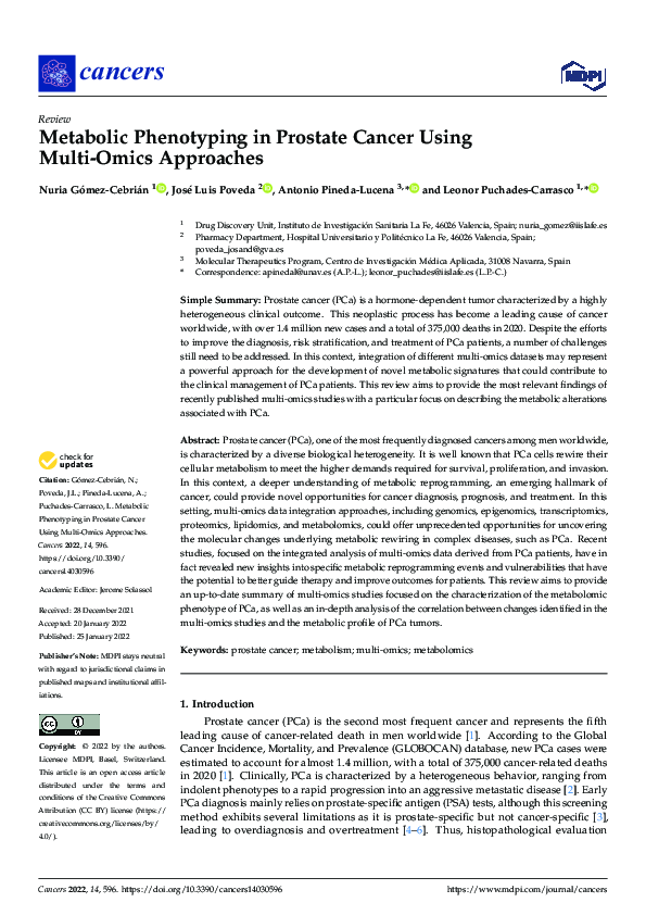 (PDF) Metabolic Phenotyping in Prostate Cancer Using Multi-Omics Approaches