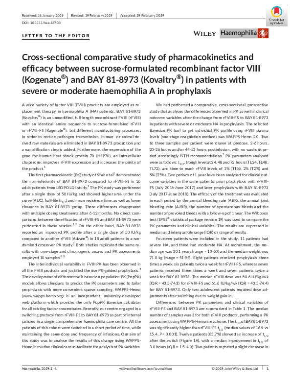 (PDF) Cross‐sectional comparative study of pharmacokinetics and ...