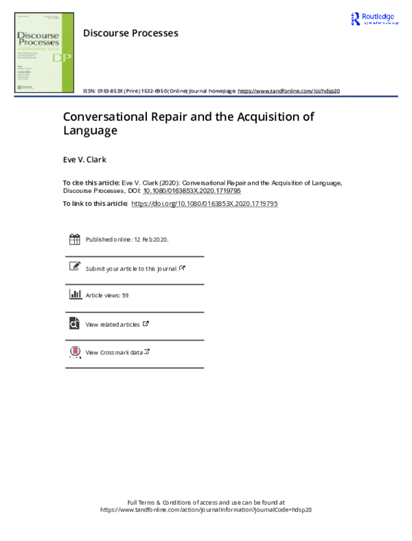 (PDF) Conversational Repair and the Acquisition of Language