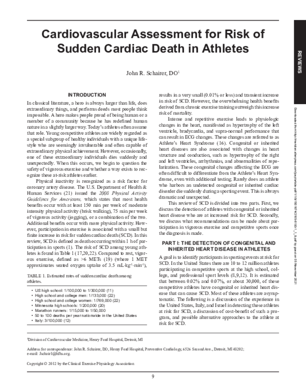 (PDF) Cardiovascular Assessment for Risk of Sudden Cardiac Death in ...
