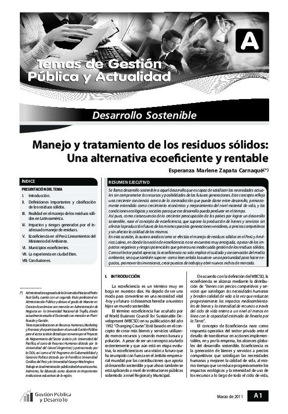 (PDF) Manejo y tratamiento de los residuos sólidos: Una alternativa ...