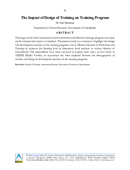(PDF) The Impact of Design of Training on Training Program