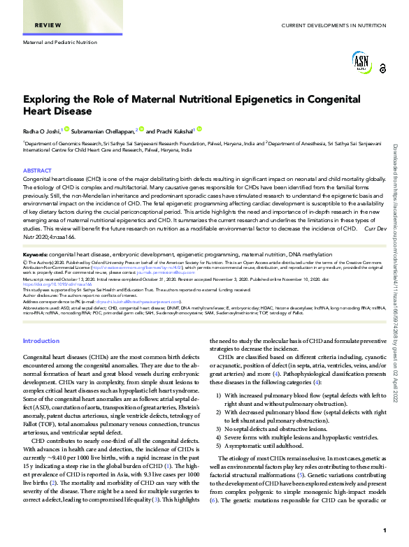 (PDF) Exploring the Role of Maternal Nutritional Epigenetics in ...