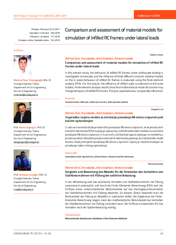 (PDF) Comparison and assessment of material models for simulation of ...