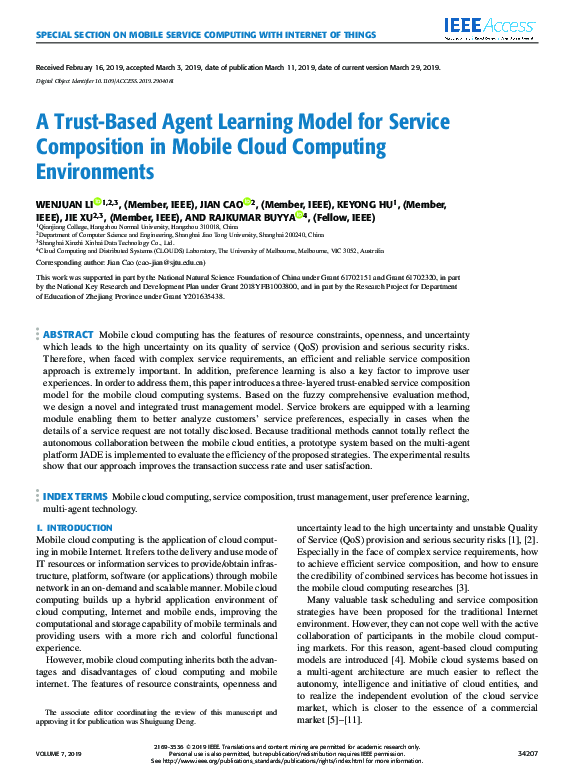 (PDF) A Trust-Based Agent Learning Model for Service Composition in ...