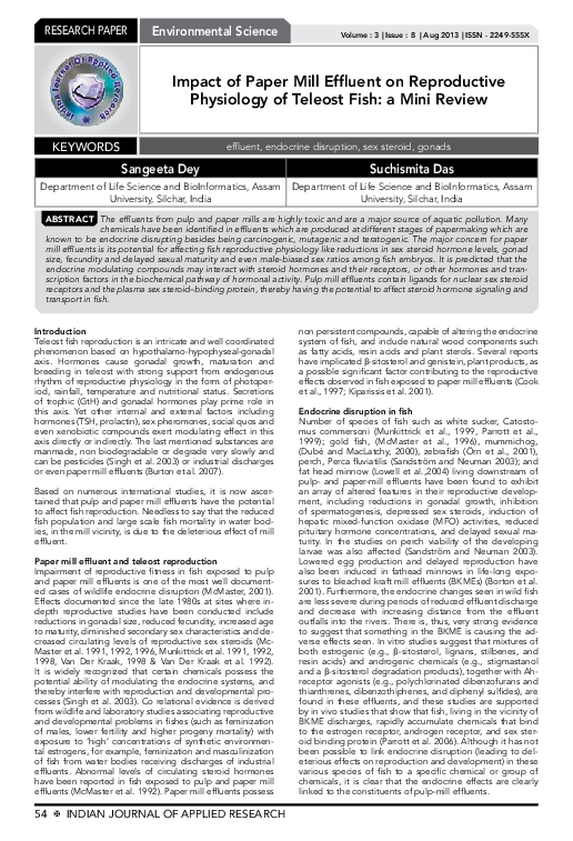 (PDF) Impact of Paper Mill Effluent on Reproductive Physiology of ...