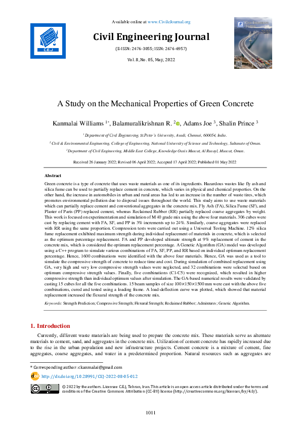 (PDF) A Study on the Mechanical Properties of Green Concrete
