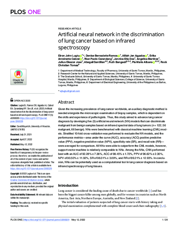 (PDF) Artificial neural network in the discrimination of lung cancer ...