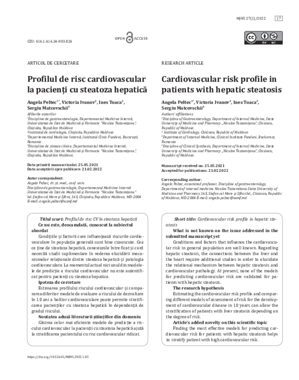 (PDF) Cardiovascular risk profile in patients with hepatic steatosis